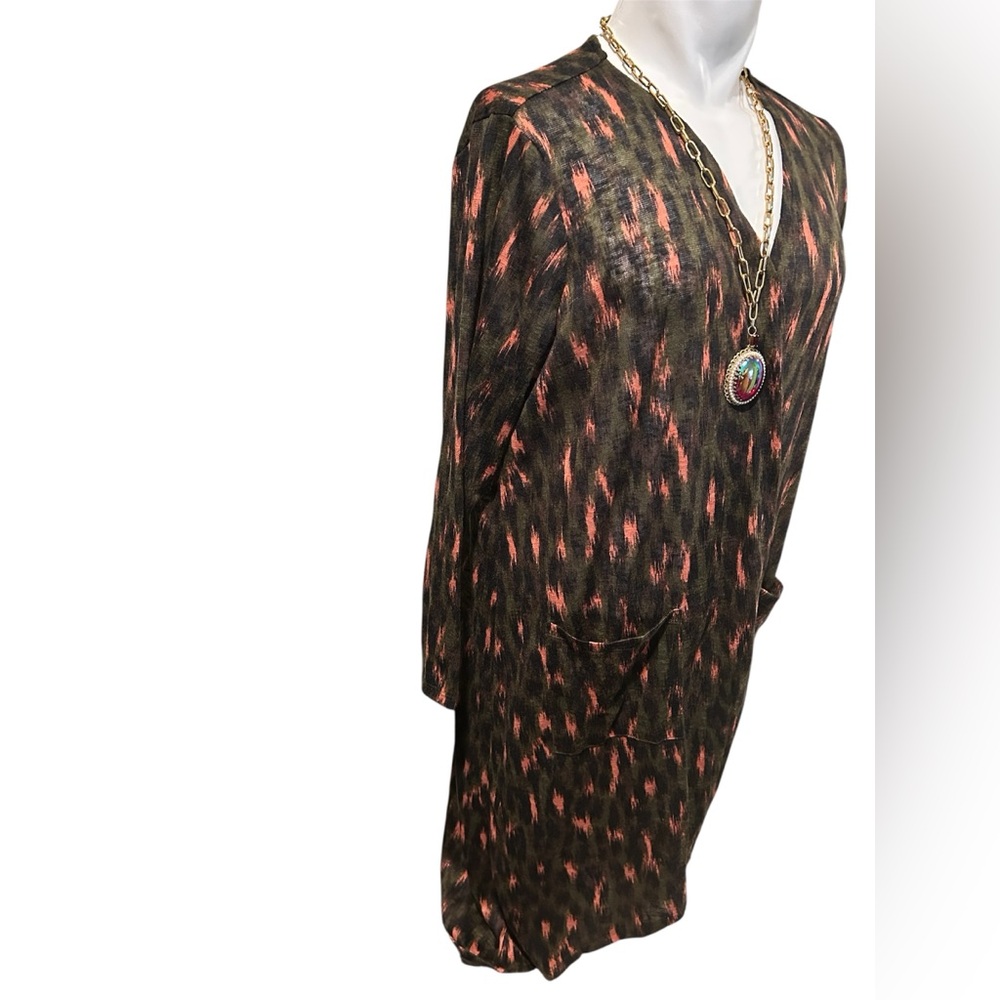 G by Giuliana Black and Coral Long Knit Robe - Picture 3 of 6